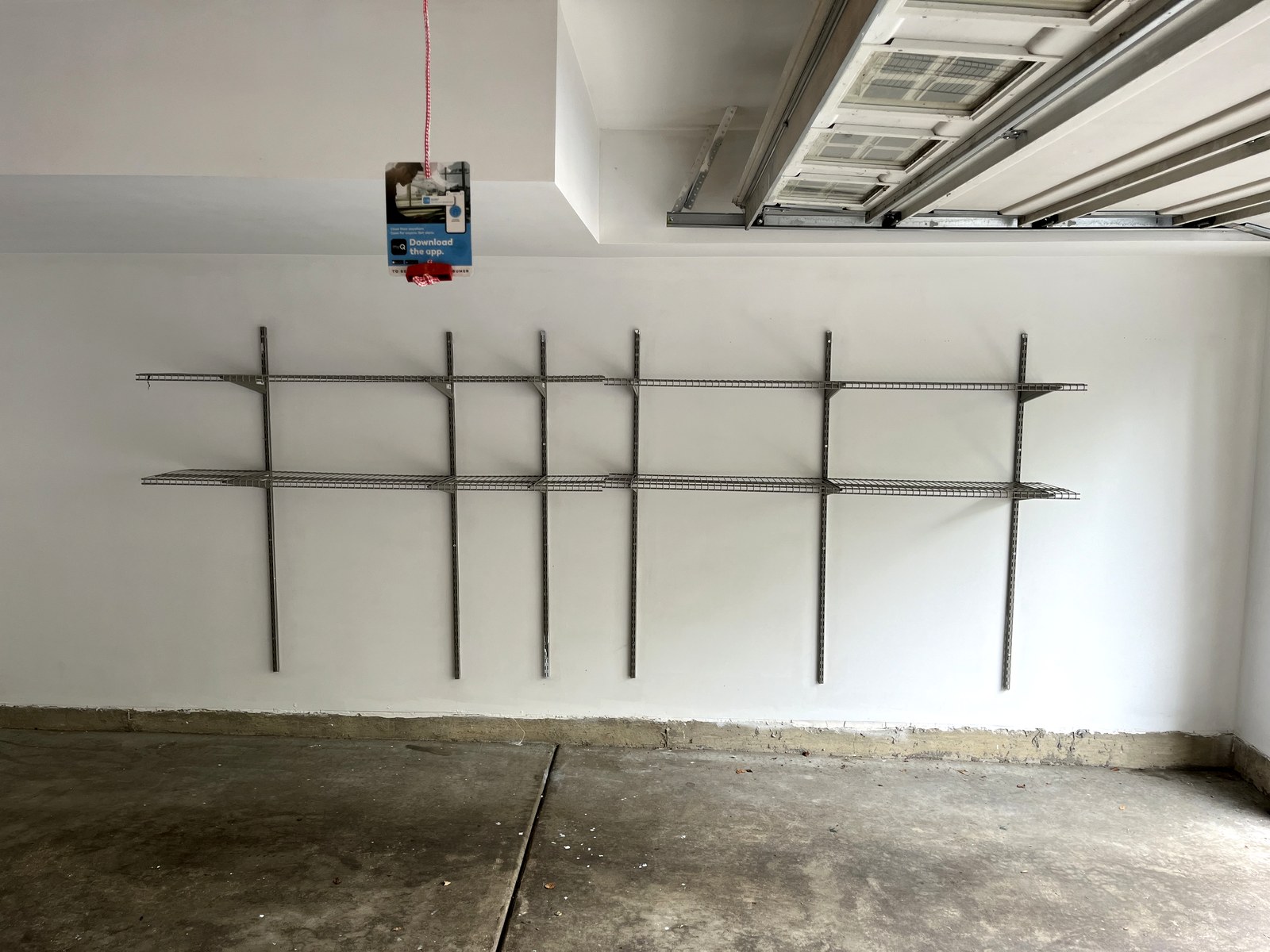 Painted garage with shelving